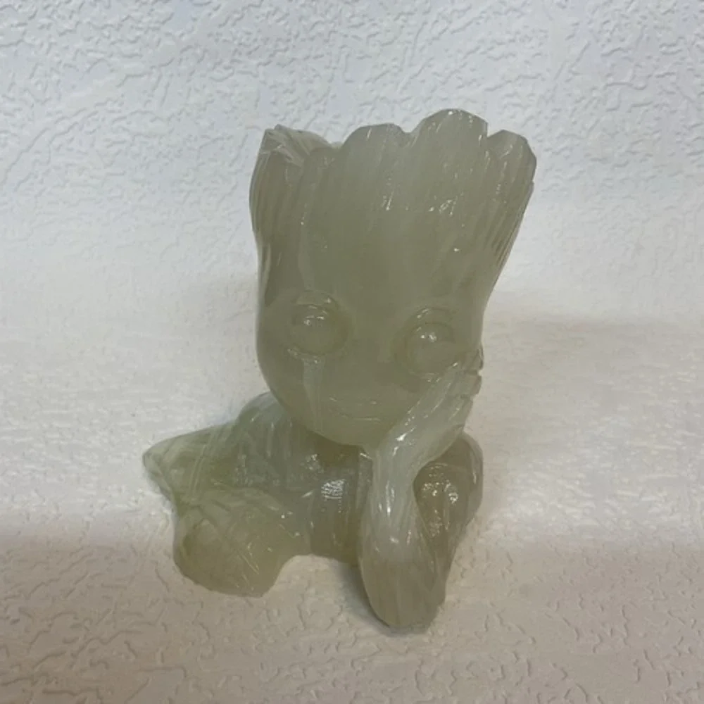 Mini Groot Figurine Miniature Model Hand Carved Onyx Adorable‎ Home Decor 4.5
